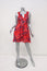 Carven Dress Red/Blue Printed Cotton Size 36 Sleeveless Fit & Flare Mini