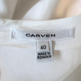 Carven Dress White Cutout Cotton Eyelet Size 40 Cap Sleeve Fit & Flare - Celebrity Owned