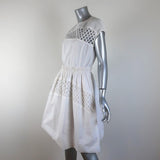 Carven Dress White Cutout Cotton Eyelet Size 40 Cap Sleeve Fit & Flare - Celebrity Owned