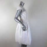 Carven Dress White Cutout Cotton Eyelet Size 40 Cap Sleeve Fit & Flare - Celebrity Owned