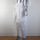 Carven Midi Skirt White Eyelet-Embroidered Cutout Cotton Size 38 - Celebrity Owned