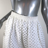 Carven Midi Skirt White Eyelet-Embroidered Cutout Cotton Size 38 - Celebrity Owned