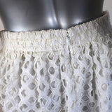 Carven Midi Skirt White Eyelet-Embroidered Cutout Cotton Size 38 - Celebrity Owned
