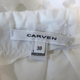 Carven Midi Skirt White Eyelet-Embroidered Cutout Cotton Size 38 - Celebrity Owned