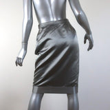 Catherine Malandrino Skirt Silver Satin Size 40 - Celebrity Owned