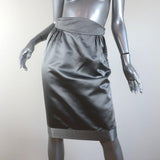 Catherine Malandrino Skirt Silver Satin Size 40 - Celebrity Owned