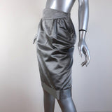 Catherine Malandrino Skirt Silver Satin Size 40 - Celebrity Owned