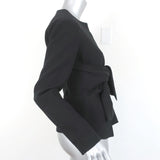 Cedric Charlier Tie-Waist Jacket Black Wool Blend Size US 6 - Celebrity Owned