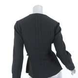 Cedric Charlier Tie-Waist Jacket Black Wool Blend Size US 6 - Celebrity Owned