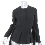 Cedric Charlier Tie-Waist Jacket Black Wool Blend Size US 6 - Celebrity Owned