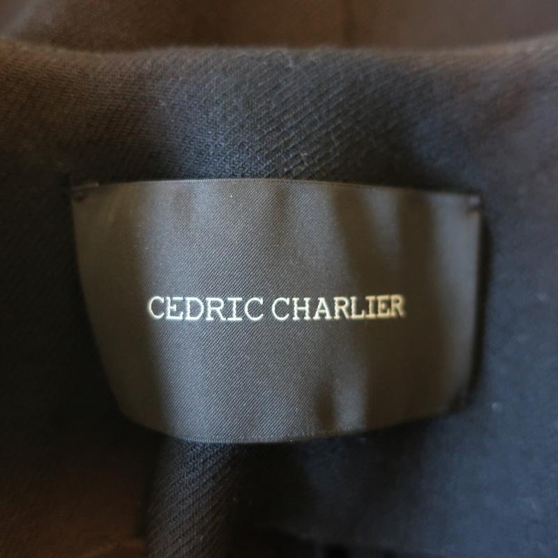 Cedric Charlier Tie-Waist Jacket Black Wool Blend Size US 6 - Celebrity Owned
