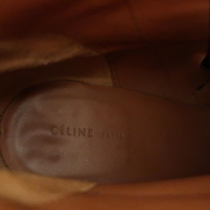 Celine Bam Bam Ankle Boots Black Leather Size 37 Metal Heel Booties - Celebrity Owned