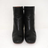 Celine Bam Bam Ankle Boots Black Leather Size 37 Metal Heel Booties - Celebrity Owned