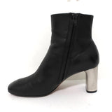 Celine Bam Bam Ankle Boots Black Leather Size 37 Metal Heel Booties - Celebrity Owned