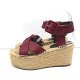 Celine Crisscross Platform Espadrille Wedge Sandals Red Leather Size 36 - Celebrity Owned