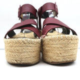 Celine Crisscross Platform Espadrille Wedge Sandals Red Leather Size 36 - Celebrity Owned