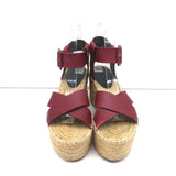 Celine Crisscross Platform Espadrille Wedge Sandals Red Leather Size 36 - Celebrity Owned