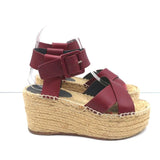 Celine Crisscross Platform Espadrille Wedge Sandals Red Leather Size 36 - Celebrity Owned