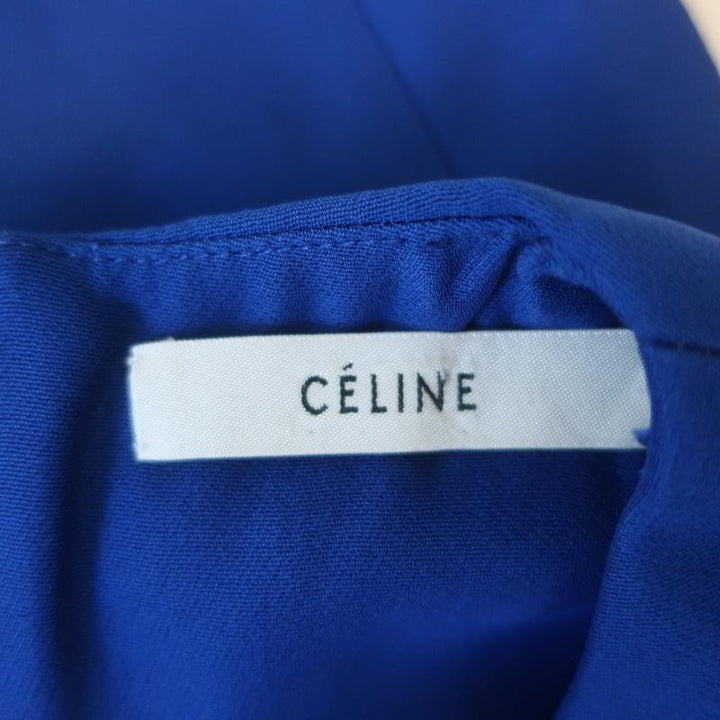 Celine Mini Dress Cobalt Silk Crepe Size 36 Sleeveless Shift - Celebrity Owned