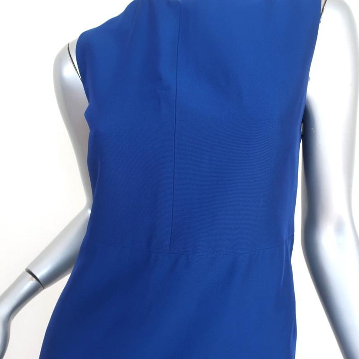 Celine Mini Dress Cobalt Silk Crepe Size 36 Sleeveless Shift - Celebrity Owned