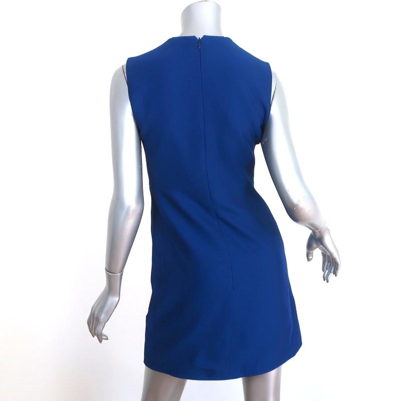 Celine Mini Dress Cobalt Silk Crepe Size 36 Sleeveless Shift - Celebrity Owned