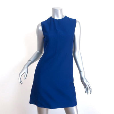 Celine Mini Dress Cobalt Silk Crepe Size 36 Sleeveless Shift - Celebrity Owned