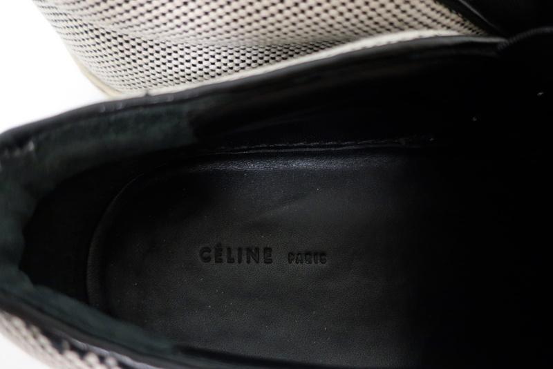Celine Skate Slip-On Sneakers White/Black Micro Check Canvas Size 37.5 - Celebrity Owned