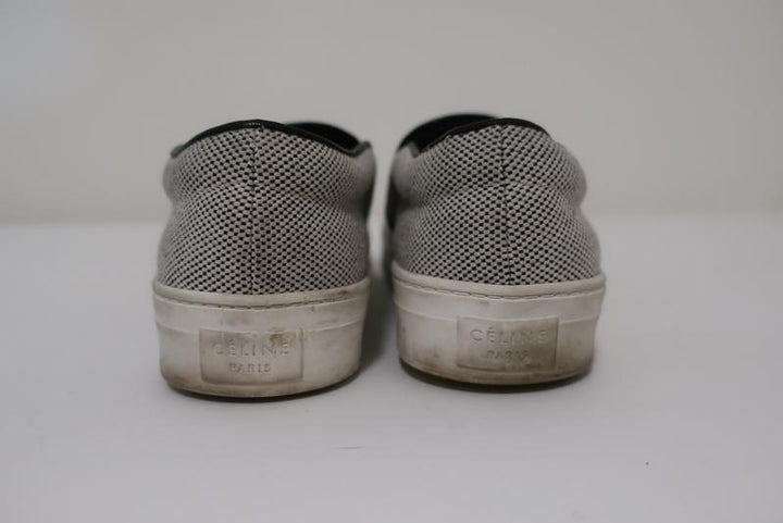 Celine Skate Slip-On Sneakers White/Black Micro Check Canvas Size 37.5 - Celebrity Owned