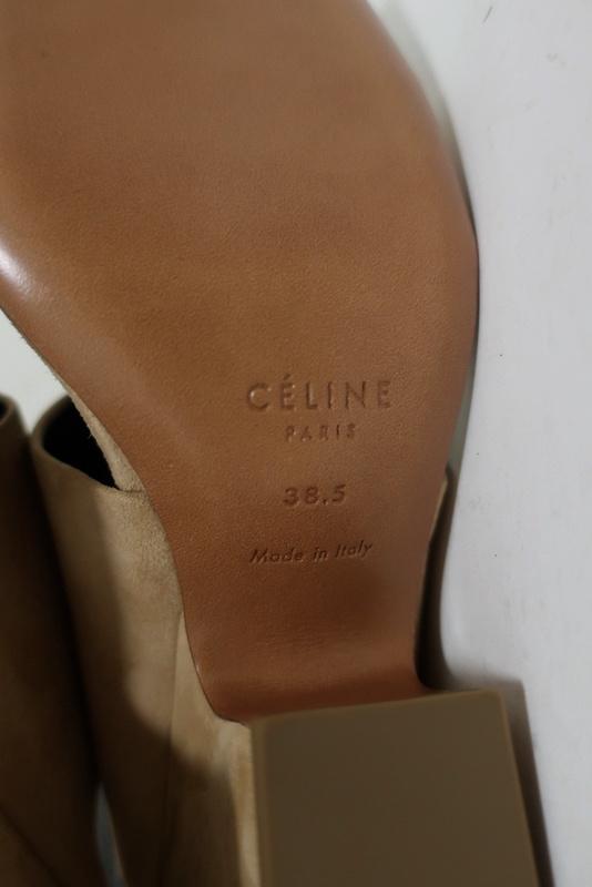 Celine Slingback Sandals Beige Suede Size 38.5 Open Toe Block Heel NEW - Celebrity Owned