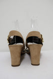 Celine Slingback Sandals Beige Suede Size 38.5 Open Toe Block Heel NEW - Celebrity Owned