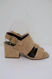 Celine Slingback Sandals Beige Suede Size 38.5 Open Toe Block Heel NEW - Celebrity Owned