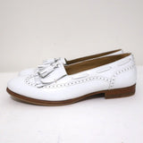 Celine Tassel Wingtip Loafers White Leather Size 38 Slip-On Flats - Celebrity Owned