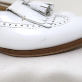 Celine Tassel Wingtip Loafers White Leather Size 38 Slip-On Flats - Celebrity Owned
