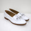 Celine Tassel Wingtip Loafers White Leather Size 38 Slip-On Flats