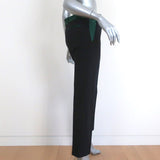Celine Tuxedo Pants Green Satin-Trim Black Wool Size 36 - Celebrity Owned