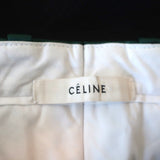 Celine Tuxedo Pants Green Satin-Trim Black Wool Size 36 - Celebrity Owned