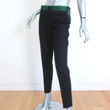 Celine Tuxedo Pants Green Satin-Trim Black Wool Size 36 - Celebrity Owned