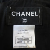 Chanel 09A Dress Black Zig Zag Embroidered Wool Size 42 Sleeveless Shift - Celebrity Owned