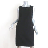 Chanel 09A Dress Black Zig Zag Embroidered Wool Size 42 Sleeveless Shift - Celebrity Owned