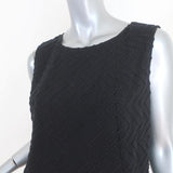 Chanel 09A Dress Black Zig Zag Embroidered Wool Size 42 Sleeveless Shift - Celebrity Owned