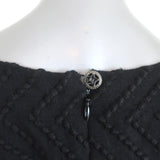 Chanel 09A Dress Black Zig Zag Embroidered Wool Size 42 Sleeveless Shift - Celebrity Owned