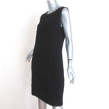 Chanel 09A Dress Black Zig Zag Embroidered Wool Size 42 Sleeveless Shift - Celebrity Owned