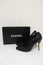 Chanel 13B CC Cap Toe Pumps Black Leather with Gold Heel Size 38