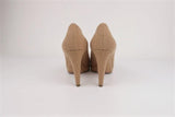 Chanel 15C Loop Tweed Platform Pumps Light Brown Size 38.5 Gold Leather Cap Toe - Celebrity Owned