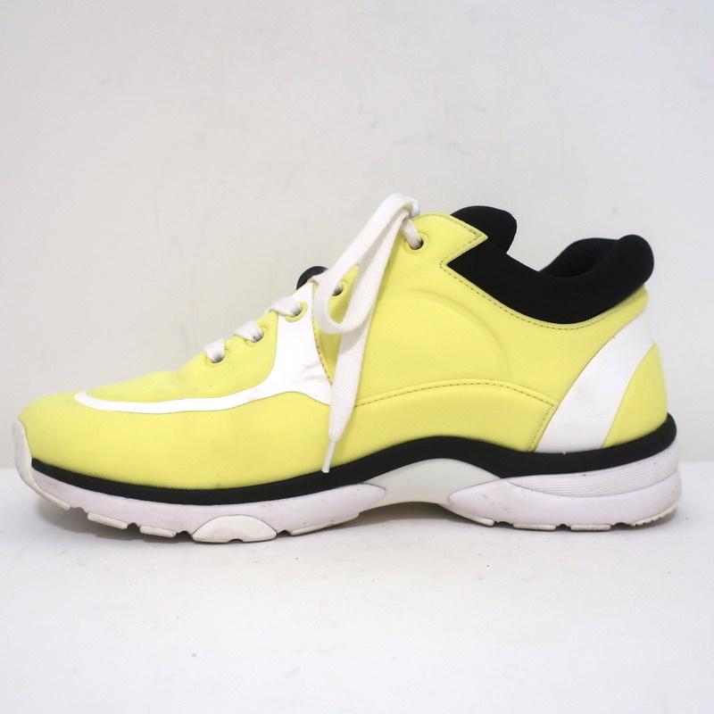 Chanel CC Lycra Sneakers Neon Yellow Size 37 - Celebrity Owned