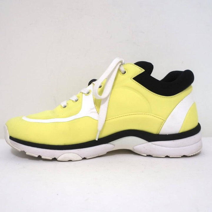 Chanel CC Lycra Sneakers Neon Yellow Size 37 - Celebrity Owned