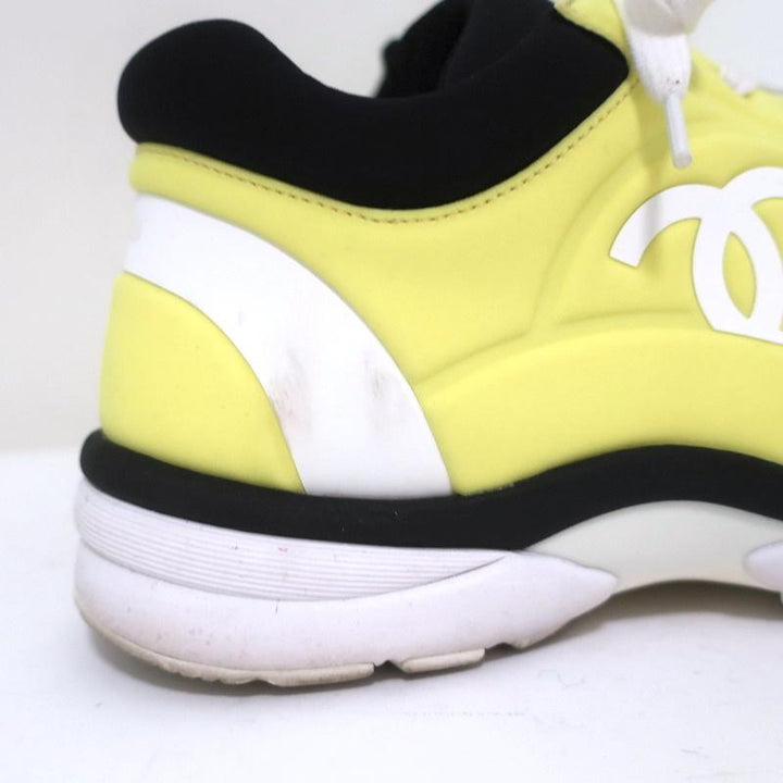 Chanel CC Lycra Sneakers Neon Yellow Size 37 - Celebrity Owned