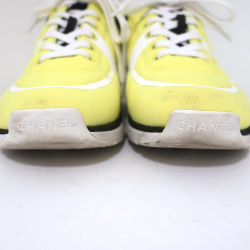 Chanel CC Lycra Sneakers Neon Yellow Size 37 - Celebrity Owned