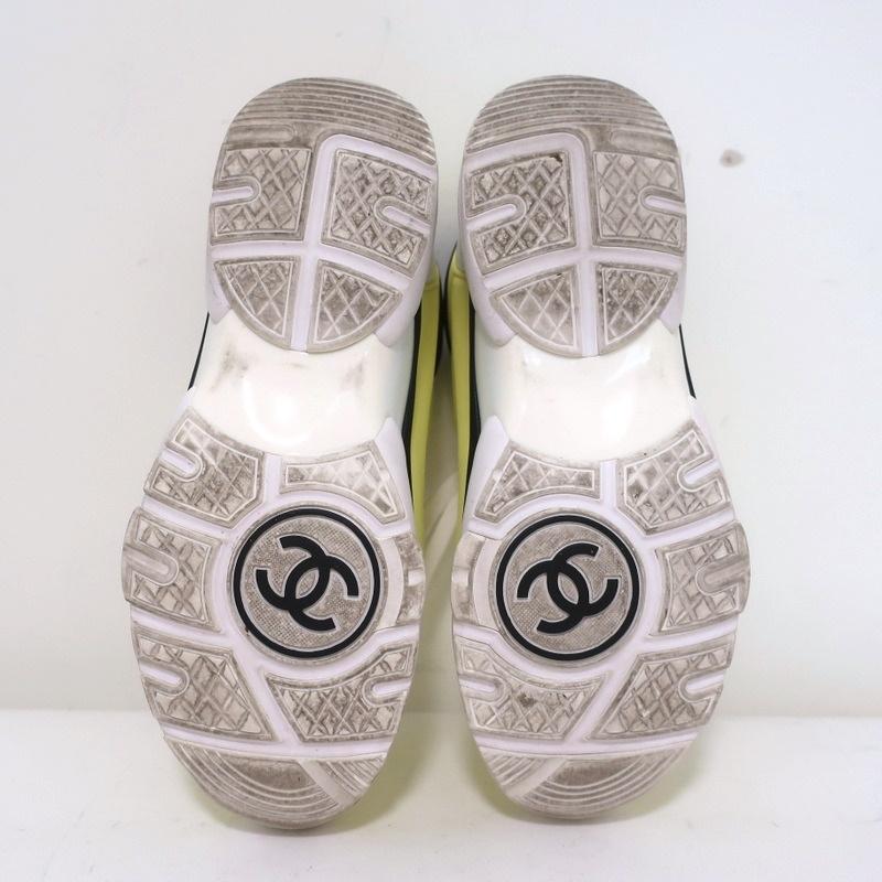 Chanel CC Lycra Sneakers Neon Yellow Size 37 - Celebrity Owned