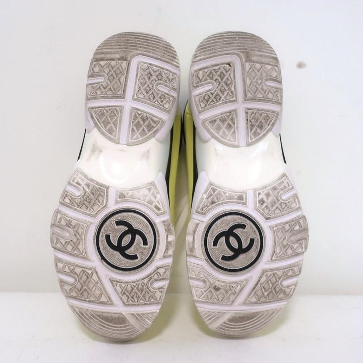 Chanel CC Lycra Sneakers Neon Yellow Size 37 - Celebrity Owned